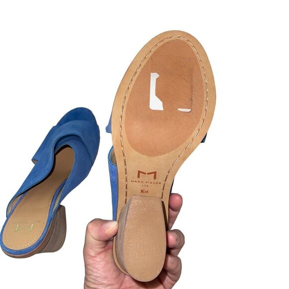 Marc Fisher Ltd Womens Mules Size 9.5 Blue Suede Volla Open Toe China - Picture 7 of 8